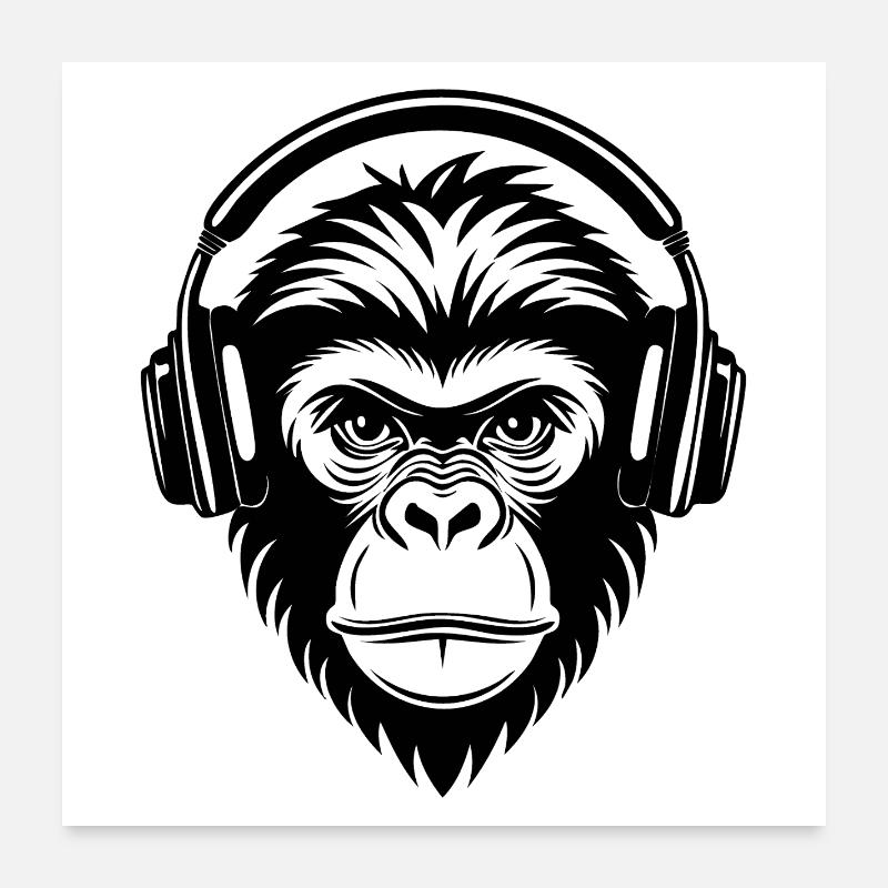 Graffiti Monkey Head Streetstyle Beat Edition Shirt Poster 24" x 24" (60x60 cm)