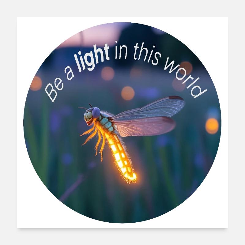 Glowing firefly with a positive message - Poster 24" x 24" (60x60 cm) - white