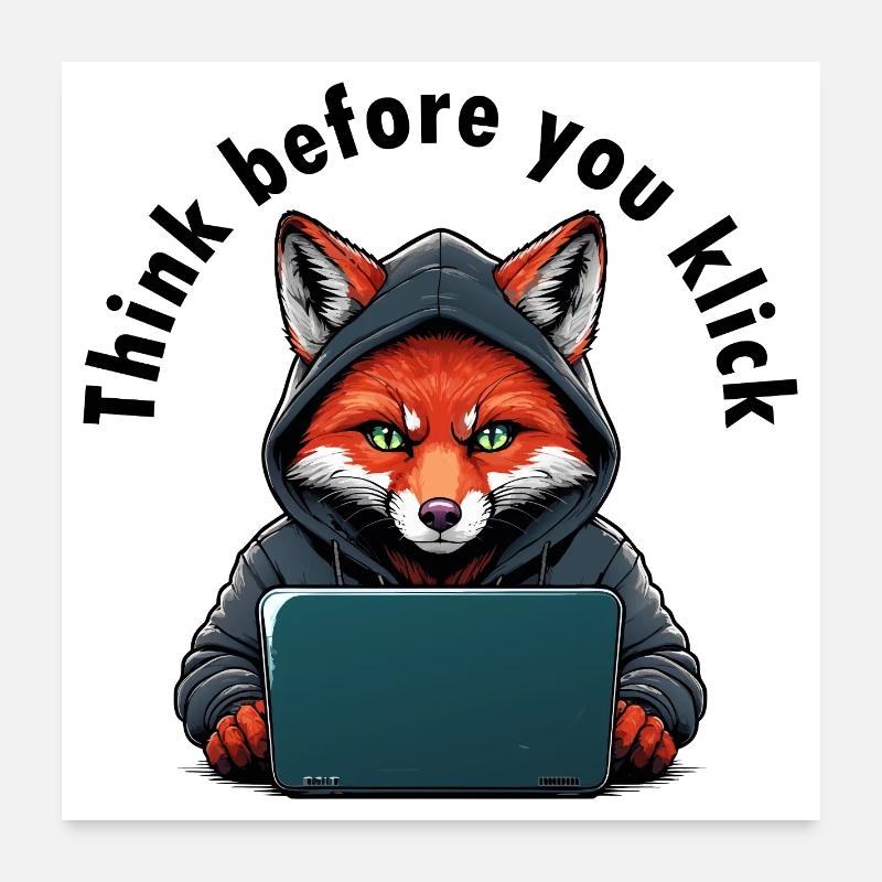 Réfléchissez avant de cliquer - Cybersécurité Poster 60 x 60 cm