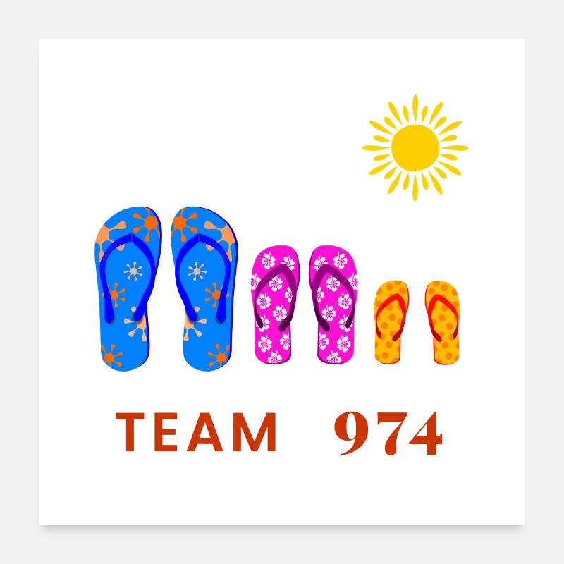 Team 974 Tropical Sun Flip Flops Poster 60x60 cm