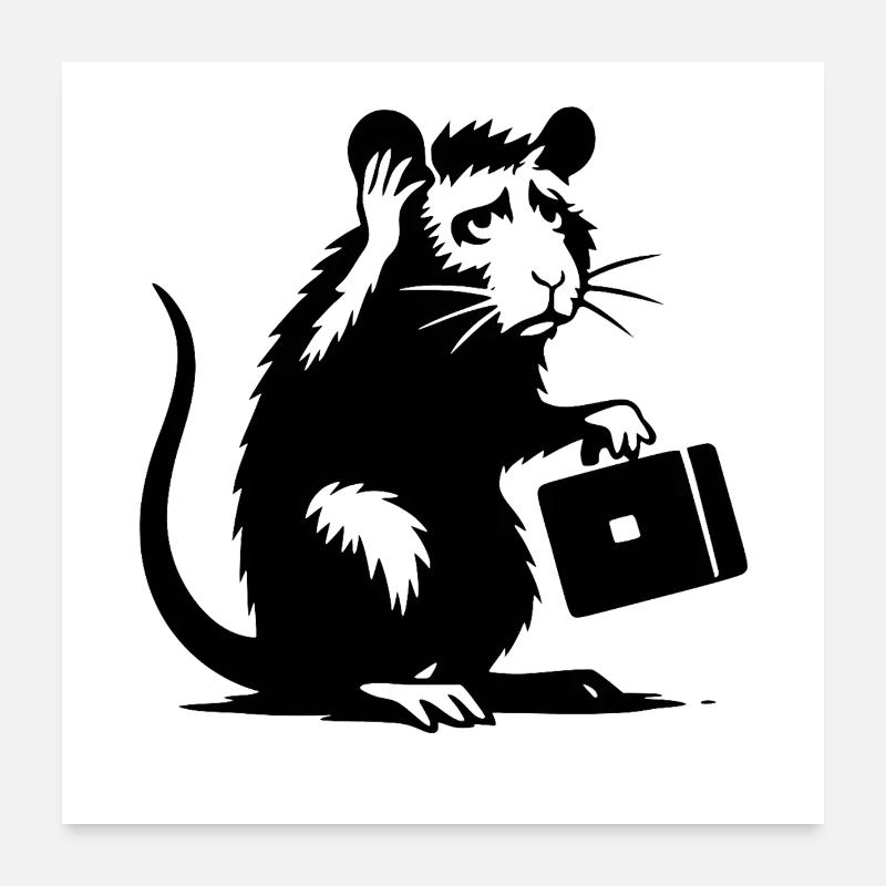 Rat avec mallette Poster 60 x 60 cm