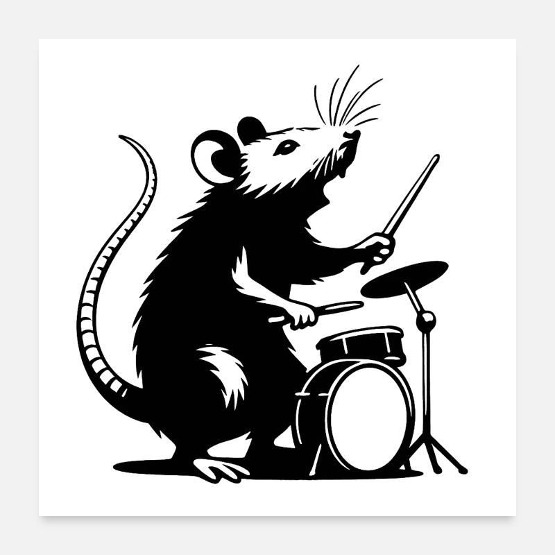 BatteurMaus Silhouette Poster 60 x 60 cm