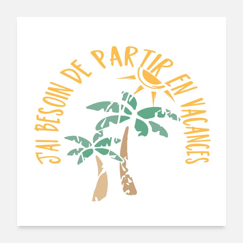 Palmes et Soleil Vacances Poster 60 x 60 cm