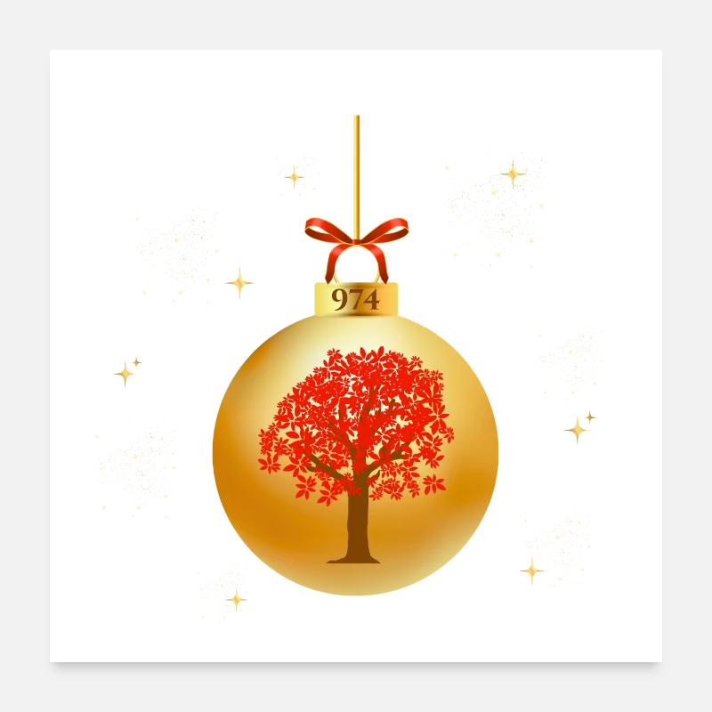Goldenes Ornament 974 extravaganter roter Baum Poster 60x60 cm