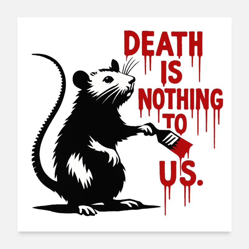 Ratte mit Blutschrift Todesbotschaft Poster 60x60 cm