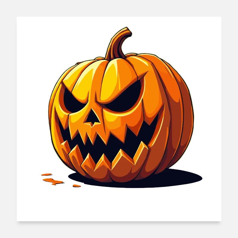 Grimmiger Kürbis Halloween Look Poster 60x60 cm