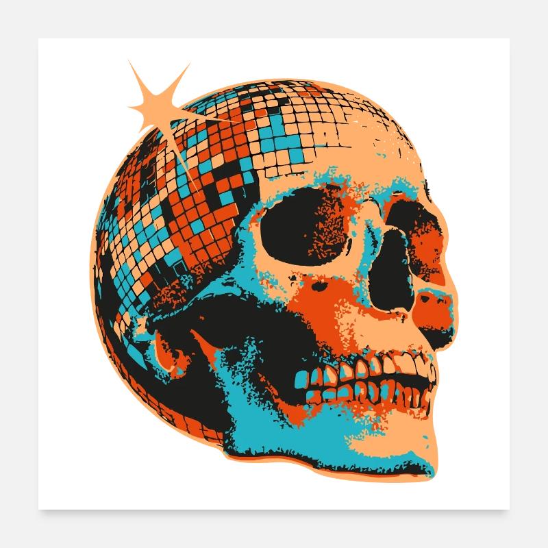 Disco Crâne Mosaïque Poster 60 x 60 cm