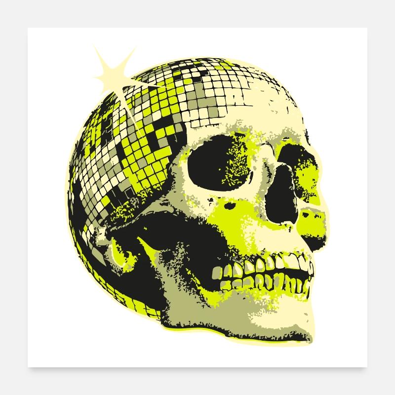 Neon Skull Disco Ball Poster 24" x 24" (60x60 cm)