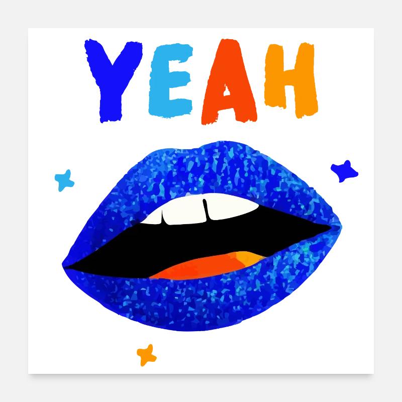 Lebendige Regenbogenlippen YEAH Poster 60x60 cm