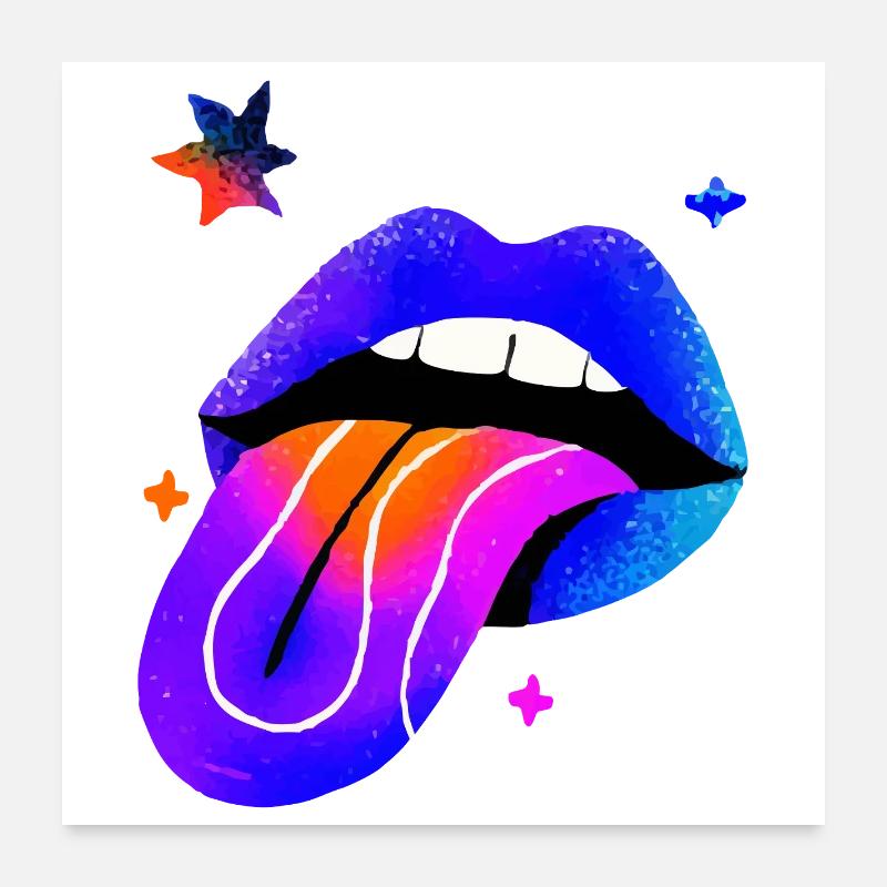 Neon Arc-en-ciel Lip Art Poster 60 x 60 cm