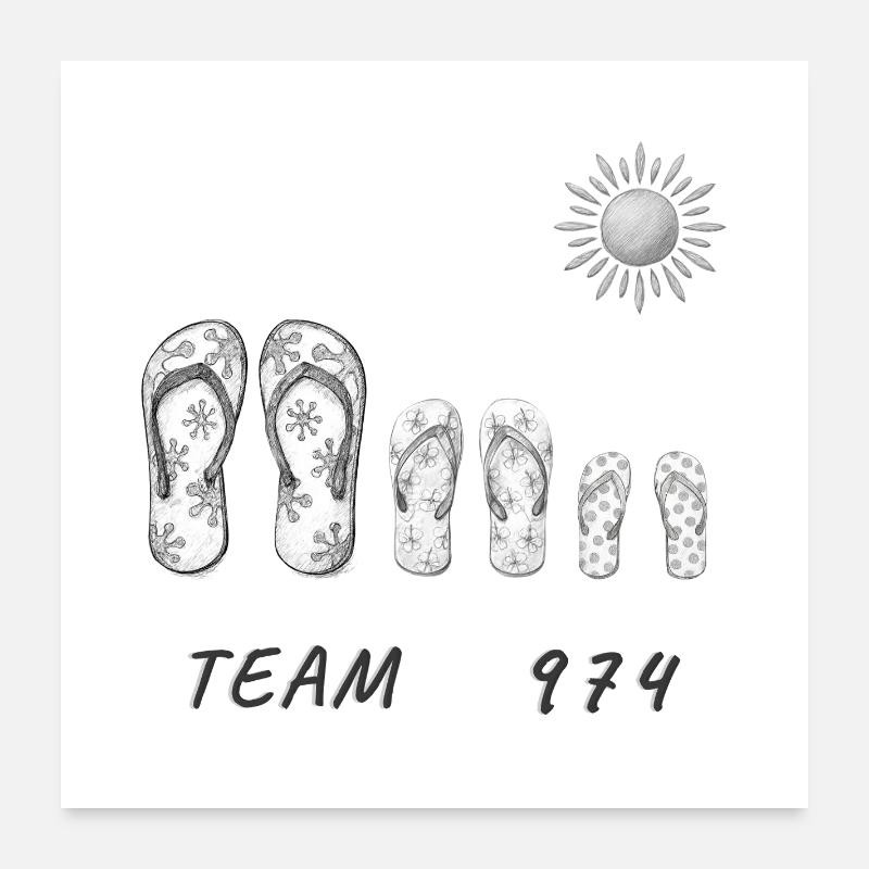 Team 974 Savates  Soleil Dessin Graphique Poster 60 x 60 cm