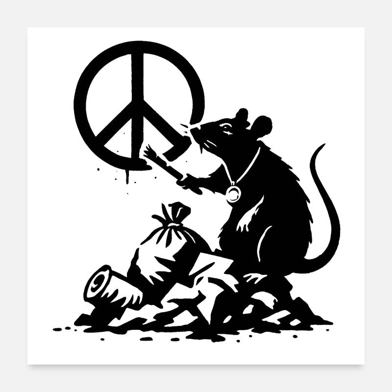 Friedensratte mit Blume Poster 60x60 cm