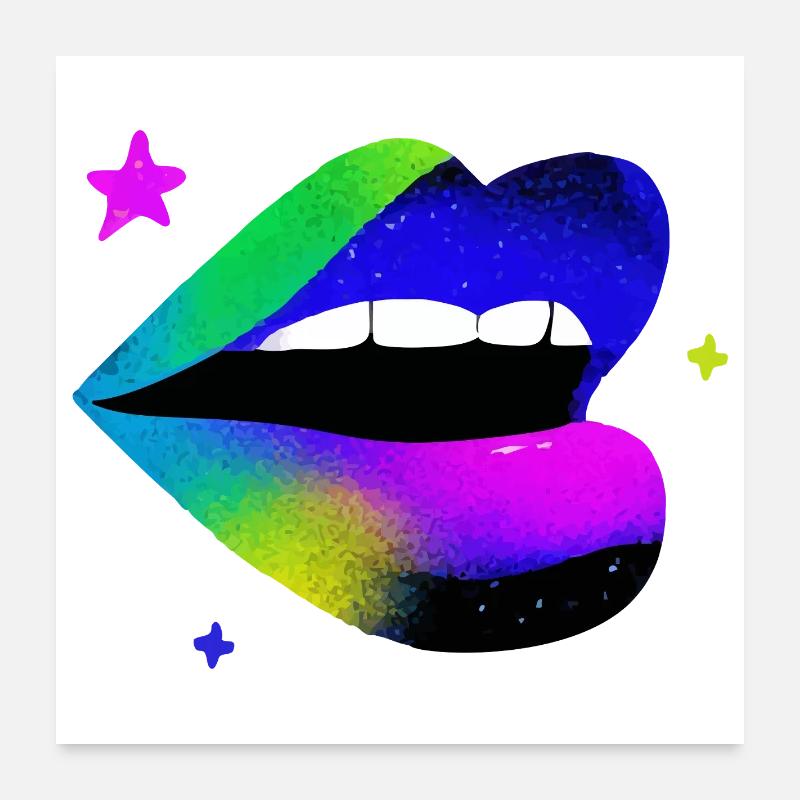 Regenbogen Lippe Graffiti Pop Art Poster 60x60 cm