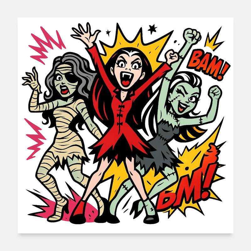 Comic-Horror Monstertanz Poster 60x60 cm
