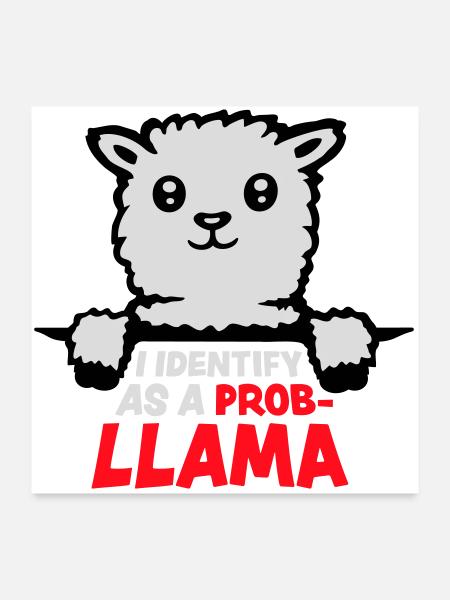 I Identify As A Probllama Cool Lama Problem Spruch - Poster 24" x 24" (60x60 cm) - white - Front