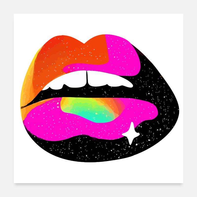 Rainbow Lip Pop Art Poster 24" x 24" (60x60 cm)