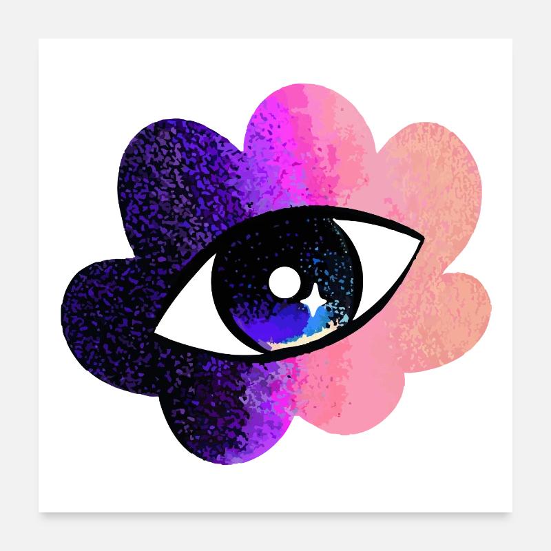 Oeil Cosmique En Fleur Dégradée Poster 60 x 60 cm