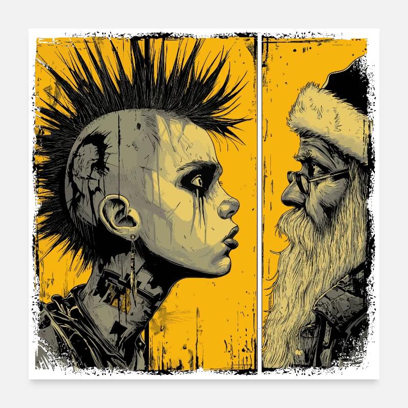 Punk trifft Weihnachtsmann  Poster 60x60 cm