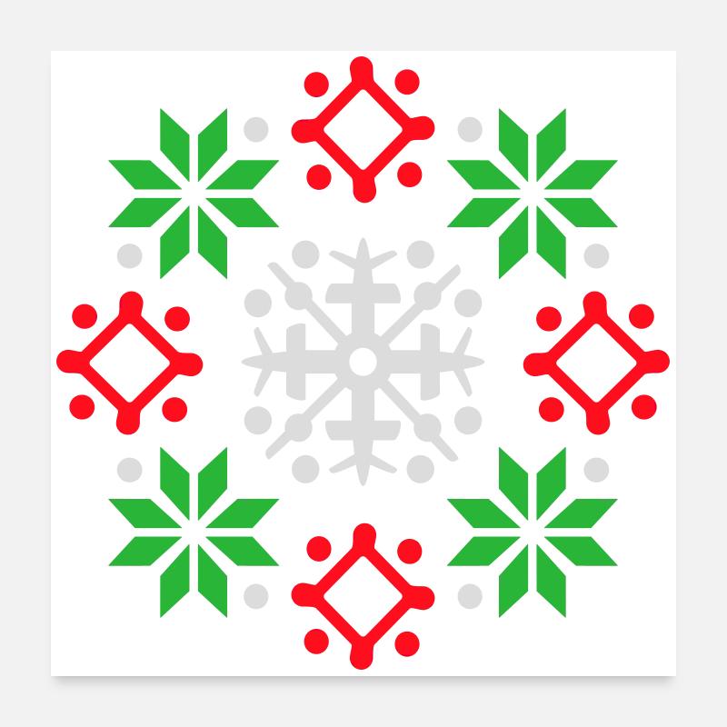 flocons de neige motif Noël pull neige Poster 60 x 60 cm