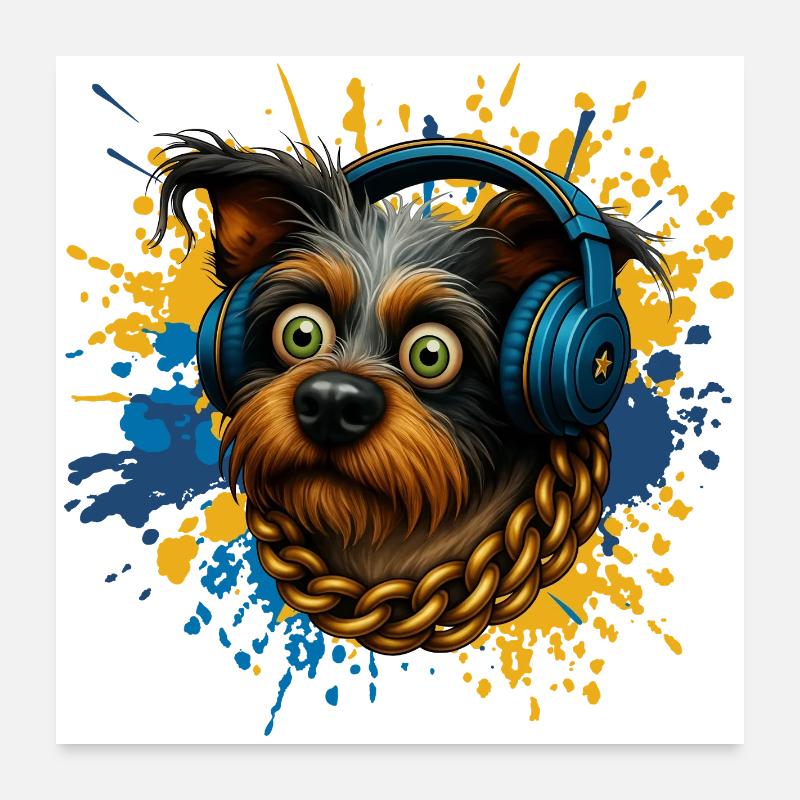 Canine Beats Kopfhörer Poster 60x60 cm