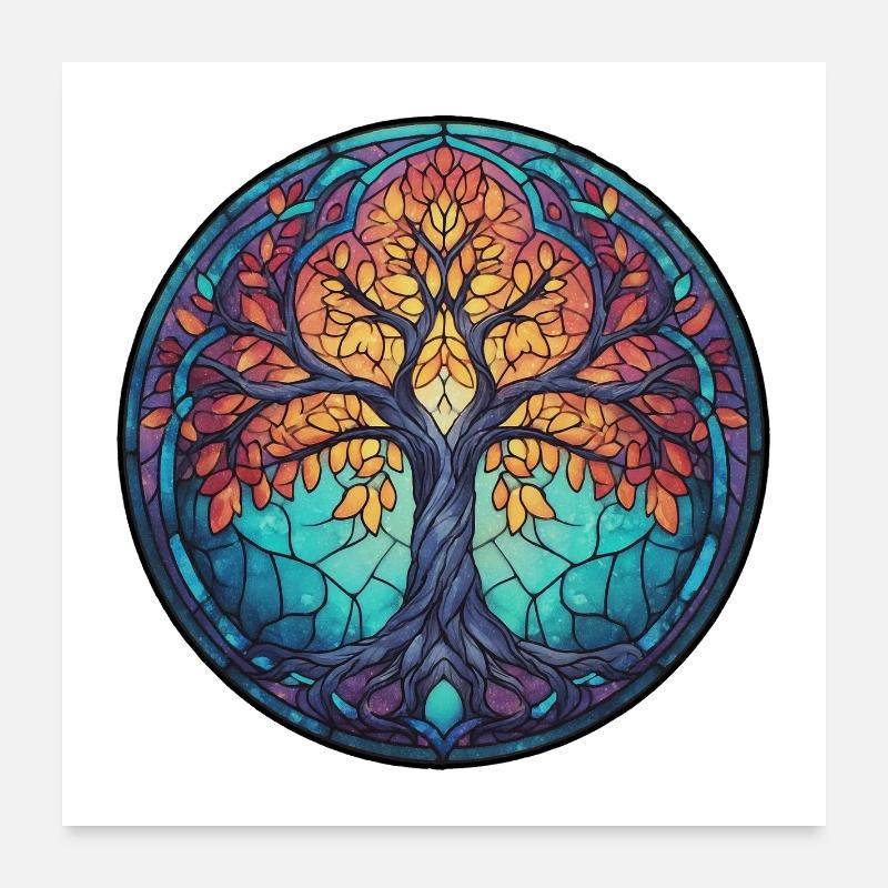 arbre de vie, dessin de nature, arbre sacré Poster 60 x 60 cm