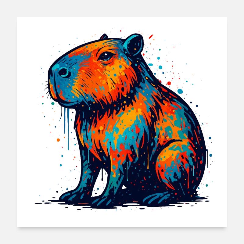 Éclaboussure d’hippopotame coloré Poster 60 x 60 cm