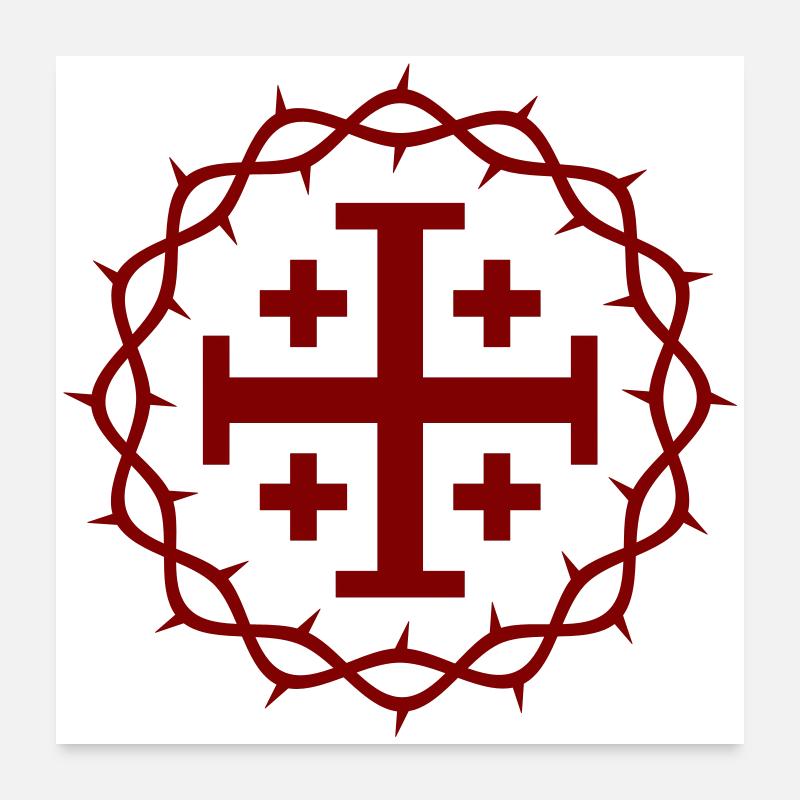 Croix de Jérusalem et couronne d’épines Poster 60 x 60 cm