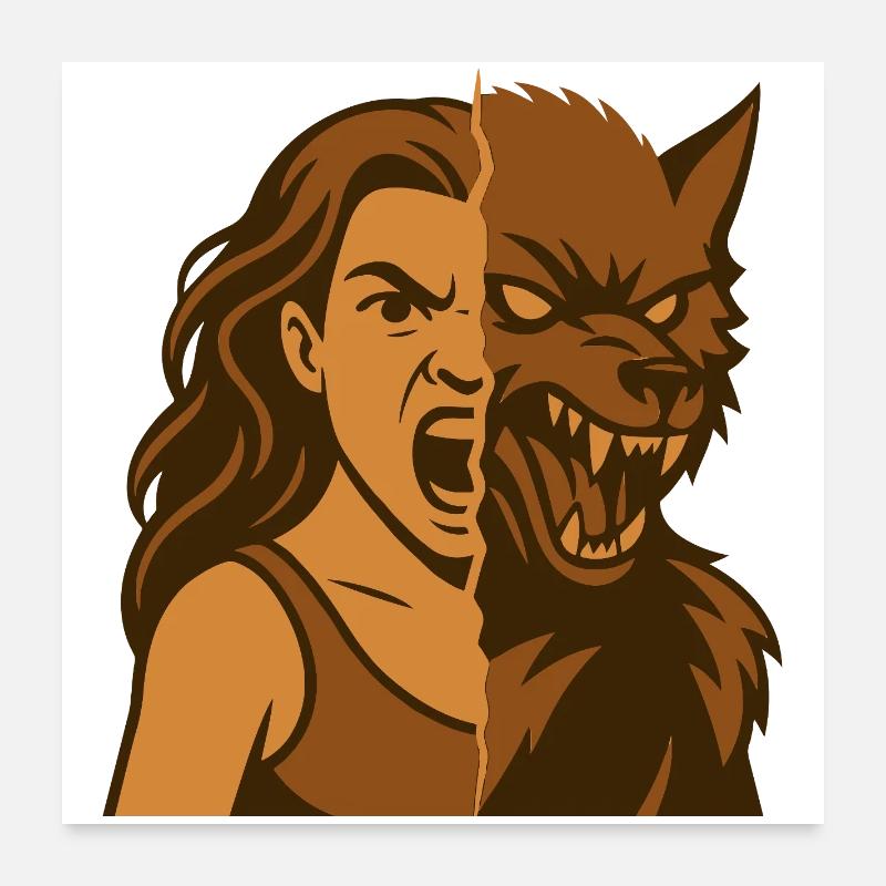 Human-Werewolf Duality Poster 24" x 24" (60x60 cm)