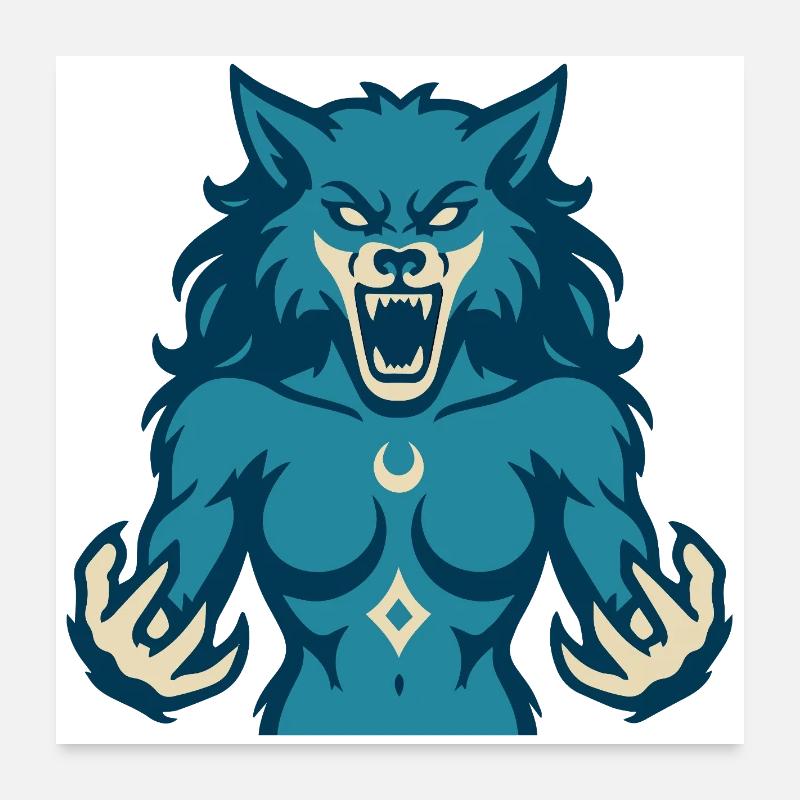 Conception de puissance Moonwolf Poster 60 x 60 cm