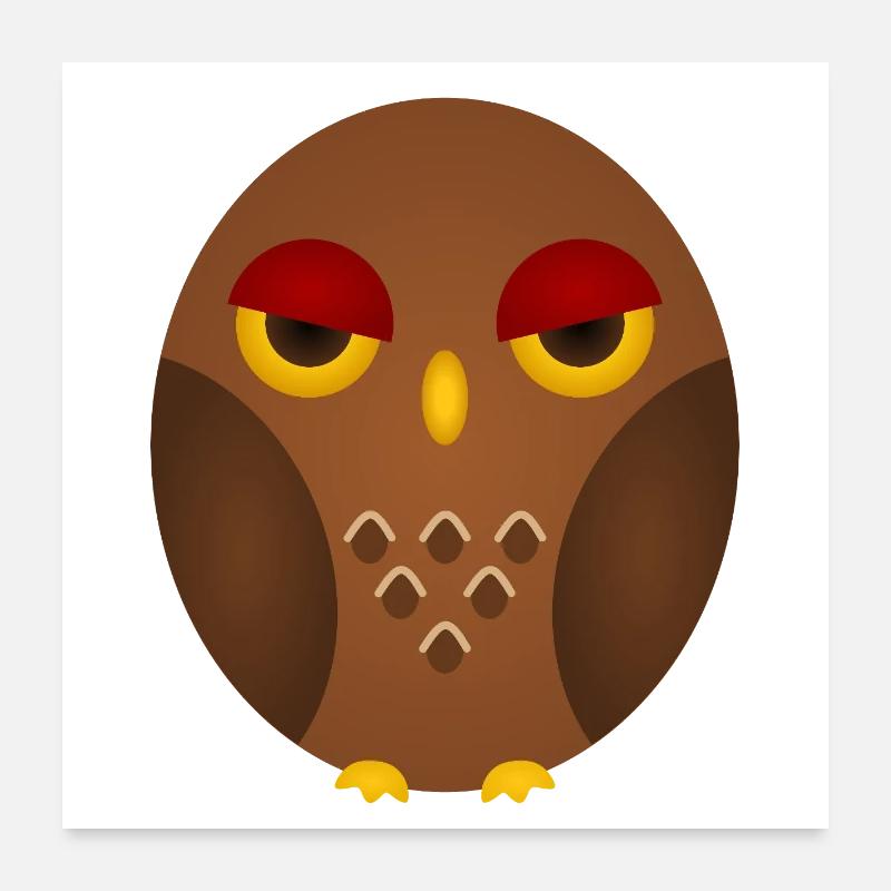 Mürrische Eule Silhouette Poster 60x60 cm