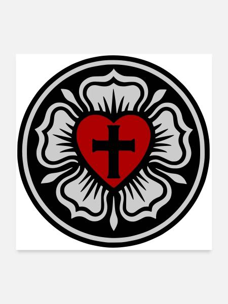 Lutherische Rose - Poster 60x60 cm - Weiß - Vorne