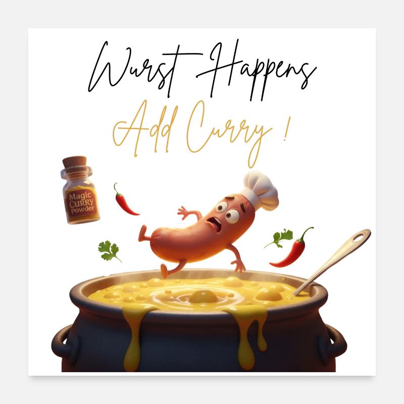 Wurst Happens  Add Curry !  Poster 60x60 cm