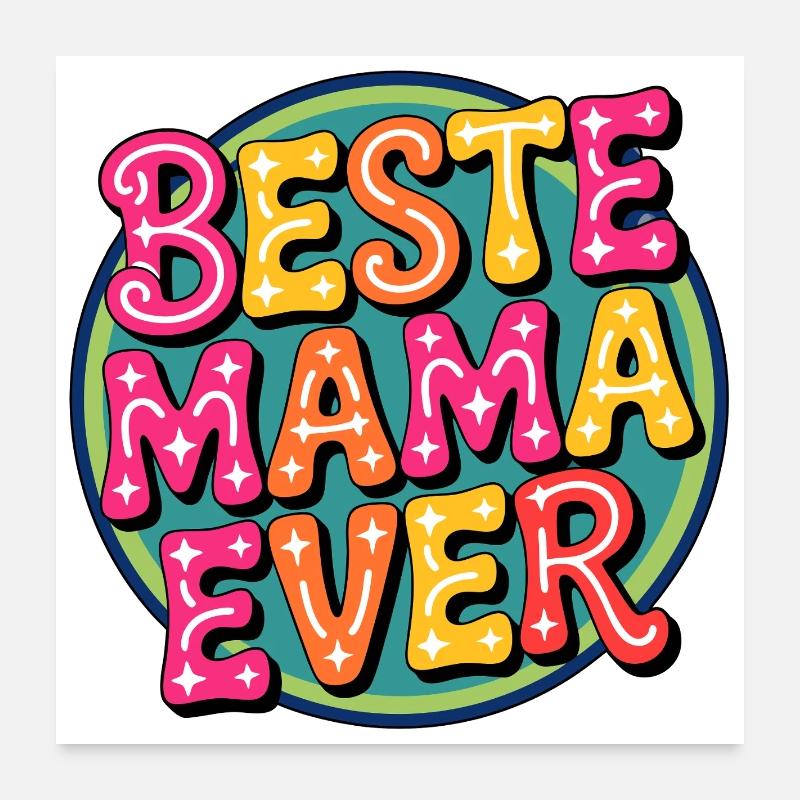 Best Mama Ever Retro Typography Poster 24" x 24" (60x60 cm)