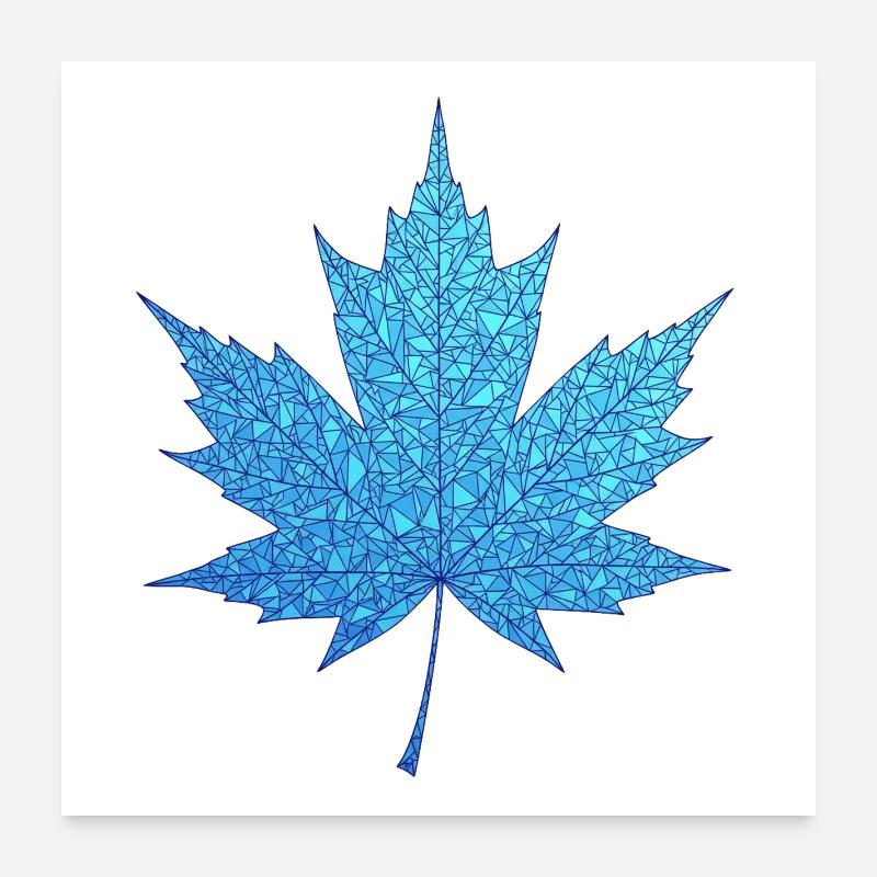 Imprimé géométrique de feuilles d’érable bleu Poster 60 x 60 cm