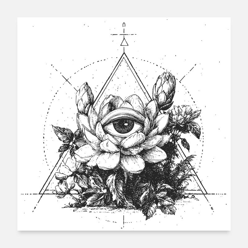 oeil dans le signe de fleur triangulaire Poster 60 x 60 cm
