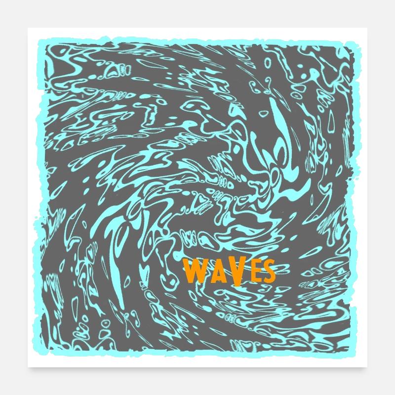 Wave flow neon pattern surf Poster 24" x 24" (60x60 cm)