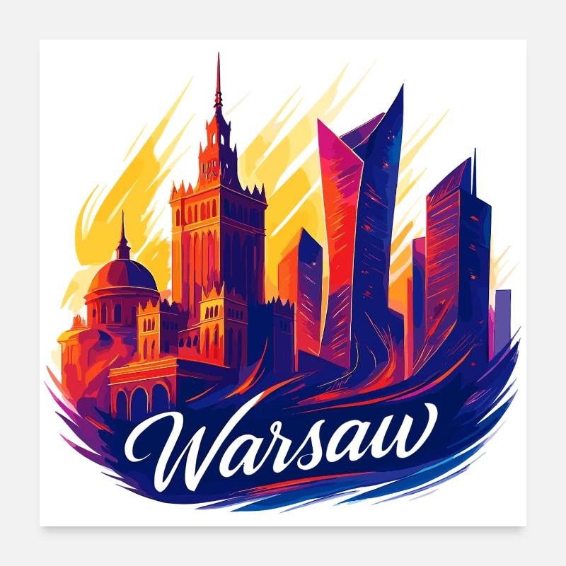Varsovie, magnifique capitale, Pologne, Polska, Gesche Poster 60 x 60 cm