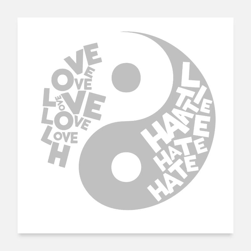 Yin Yang Love vs. Hate Poster 24" x 24" (60x60 cm)