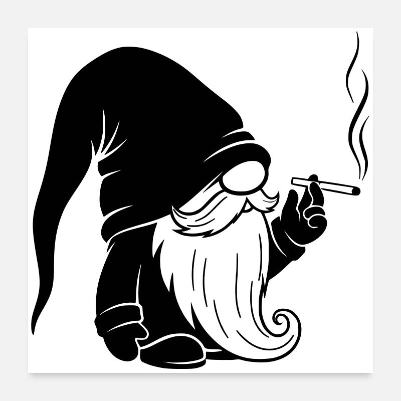 Dessin animé du nain fumant la pipe Poster 60 x 60 cm