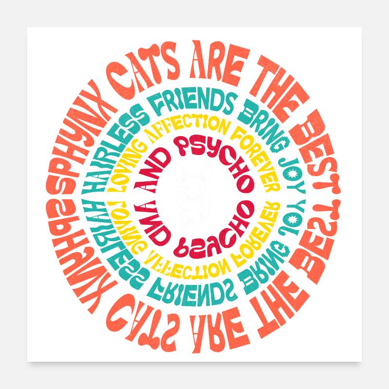 Sphynx Cat Mandala Funny Sayings Sarcastic Humor - Poster 24" x 24" (60x60 cm) - white