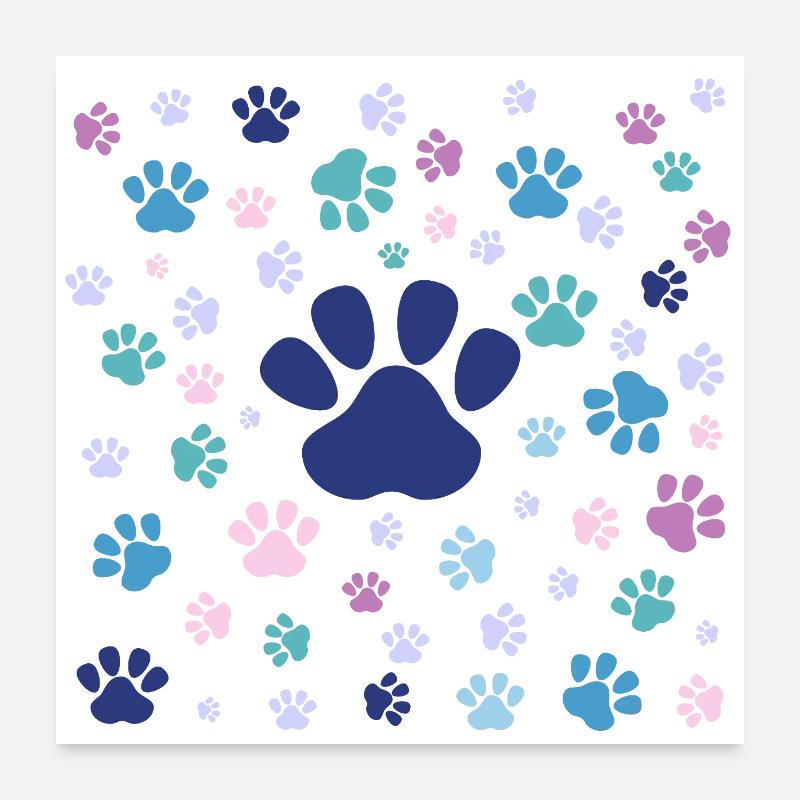 Pattes colorées de chiot Poster 60 x 60 cm