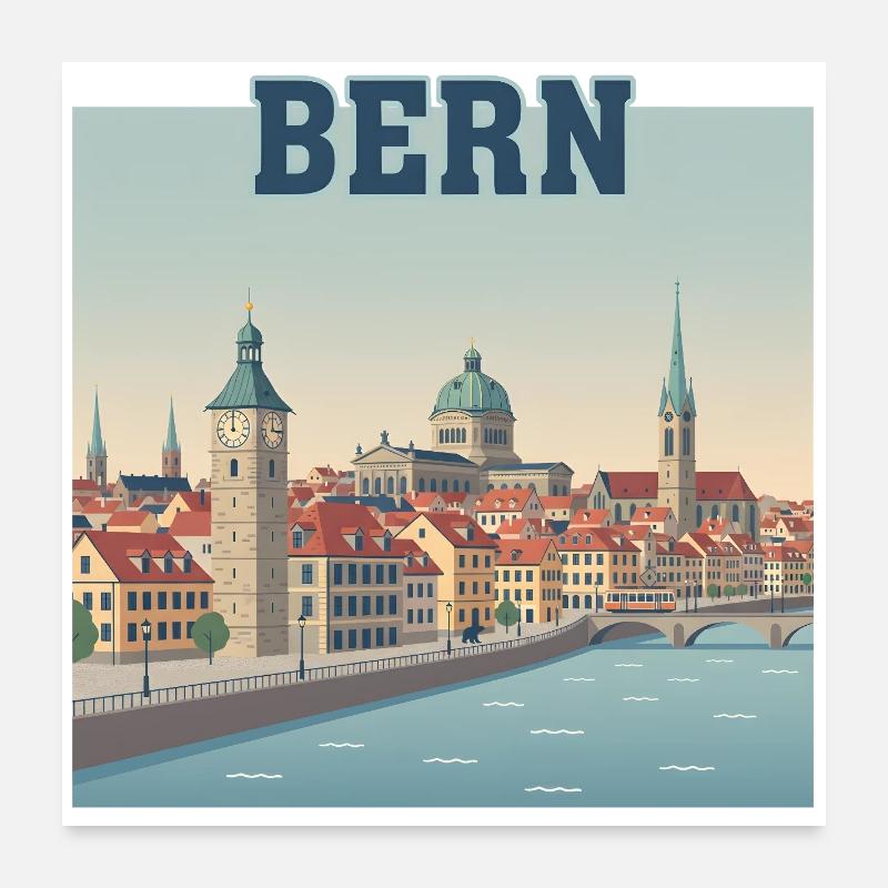 Bern Riverside-Stadtbild Poster 60x60 cm