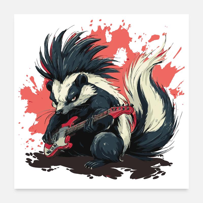 Punk Skunk avec guitare basse Poster 60 x 60 cm