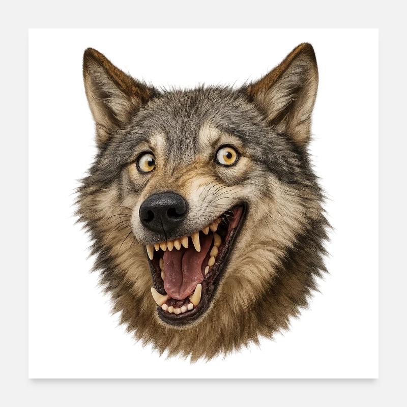 Wolfskopf Wildes Maul Poster 60x60 cm