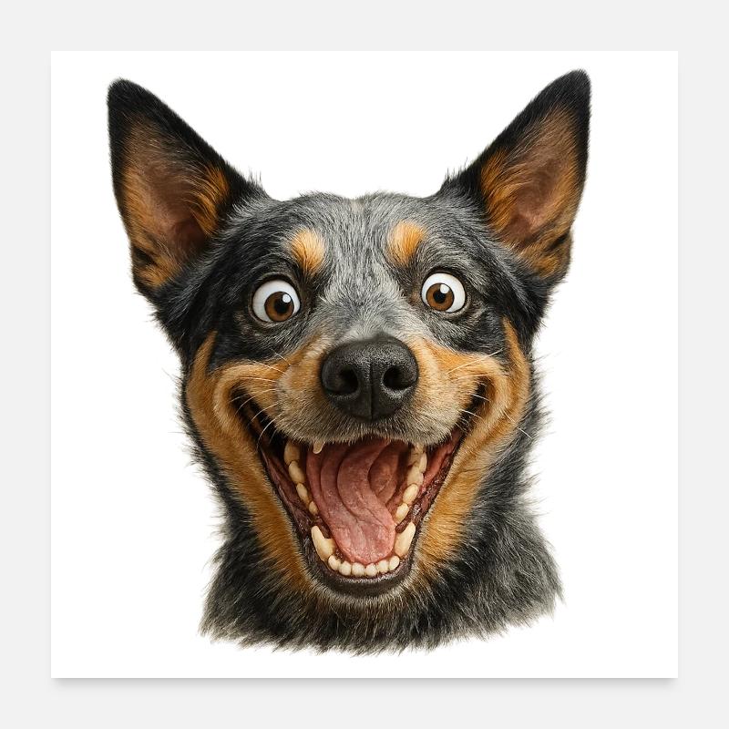 Tête de chien qui rit Poster 60 x 60 cm