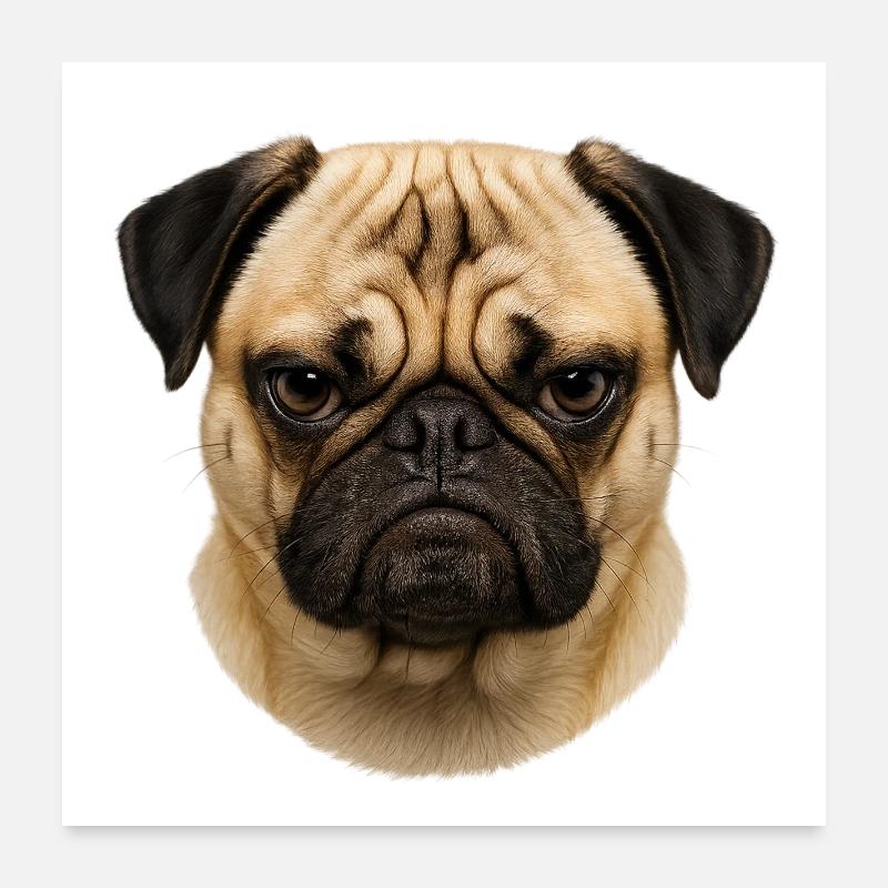 Pug Face Portrait Poster 24" x 24" (60x60 cm)