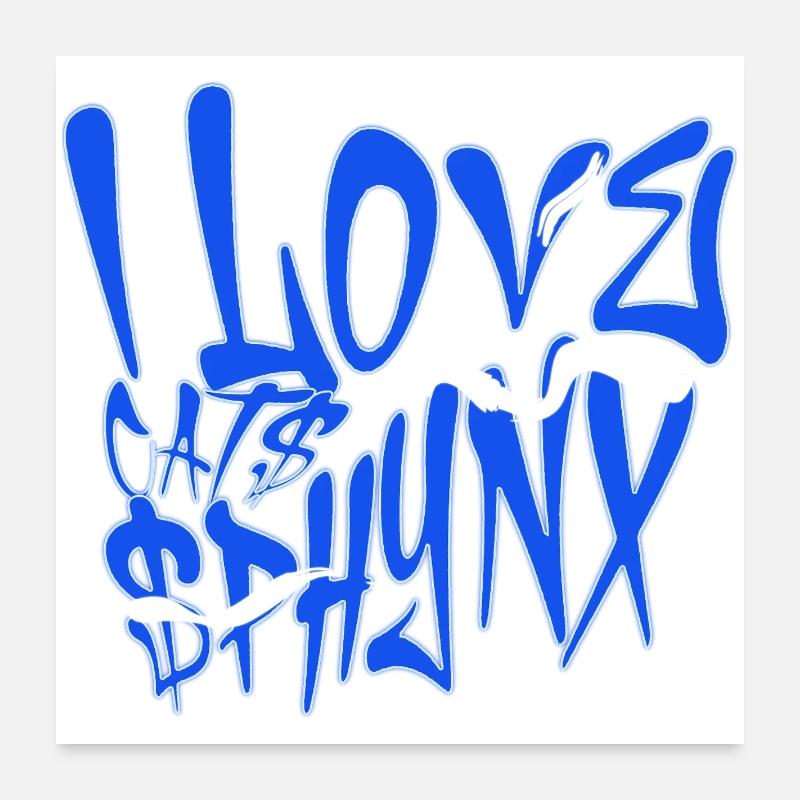 J’adore les graffitis de chats Sphynx Poster 60 x 60 cm