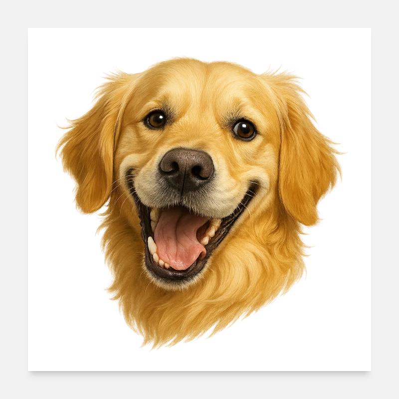 Tête de Golden Retriever joyeuse Poster 60 x 60 cm