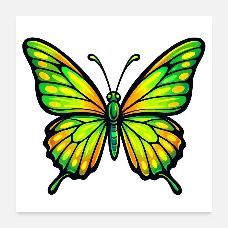 Papillon Vert Éclatant Jaune Poster 60 x 60 cm