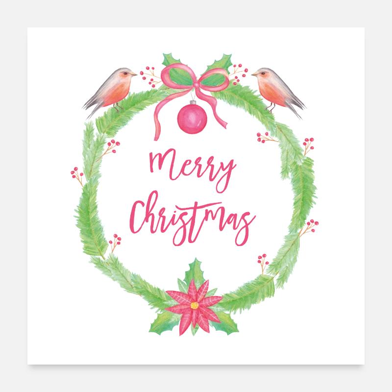 Couronne de Noël festive Joyeux Noël Poster 60 x 60 cm